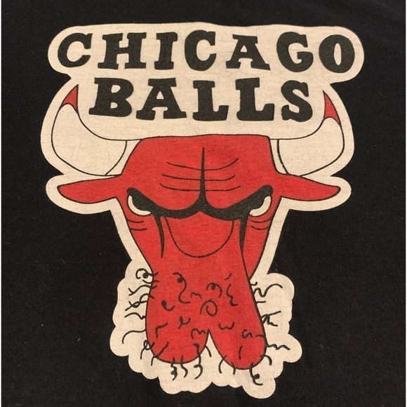 EUC Vintage Porous Walker Black Small Funny Graphic Tee Chicago Balls or Bulls - Picture 3 of 4